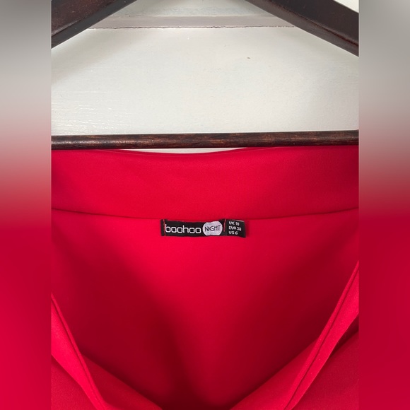 Red Boohoo Night Off Shoulder Midi Dress - Picture 3 of 11